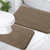 image:imageOLANLY Bathroom Rugs Sets 2 Piece Soft Absorbent Chenille Bath Mats and UShaped Contour Toilet Mat Area Rug Set Machine Washable Bath Carpet Home Decor Accessories 30x2024x20 GreyTan