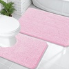 image:imageOLANLY Bathroom Rugs Sets 2 Piece Soft Absorbent Chenille Bath Mats and UShaped Contour Toilet Mat Area Rug Set Machine Washable Bath Carpet Home Decor Accessories 30x2024x20 GreyPink