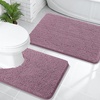 image:imageOLANLY Bathroom Rugs Sets 2 Piece Soft Absorbent Chenille Bath Mats and UShaped Contour Toilet Mat Area Rug Set Machine Washable Bath Carpet Home Decor Accessories 30x2024x20 GreyDeep Plum