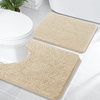 image:imageOLANLY Bathroom Rugs Sets 2 Piece Soft Absorbent Chenille Bath Mats and UShaped Contour Toilet Mat Area Rug Set Machine Washable Bath Carpet Home Decor Accessories 30x2024x20 GreyBeige