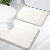 image:imageOLANLY Bathroom Rugs Sets 2 Piece Soft Absorbent Chenille Bath Mats and UShaped Contour Toilet Mat Area Rug Set Machine Washable Bath Carpet Home Decor Accessories 30x2024x20 GreyIvory