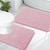 image:imageOLANLY Bathroom Rugs Sets 2 Piece Soft Absorbent Chenille Bath Mats and UShaped Contour Toilet Mat Area Rug Set Machine Washable Bath Carpet Home Decor Accessories 30x2024x20 GreyDusty Rose