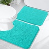 image:imageOLANLY Bathroom Rugs Sets 2 Piece Soft Absorbent Chenille Bath Mats and UShaped Contour Toilet Mat Area Rug Set Machine Washable Bath Carpet Home Decor Accessories 30x2024x20 GreyTeal