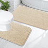 image:imageOLANLY Bathroom Rugs Sets 2 Piece Soft Absorbent Chenille Bath Mats and UShaped Contour Toilet Mat Area Rug Set Machine Washable Bath Carpet Home Decor Accessories 30x2024x20 GreyBeige