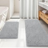 image:imageOLANLY Bathroom Rugs Sets 2 Piece Soft Absorbent Chenille Bath Mats and UShaped Contour Toilet Mat Area Rug Set Machine Washable Bath Carpet Home Decor Accessories 30x2024x20 GreyLight Grey