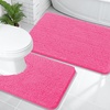 image:imageOLANLY Bathroom Rugs Sets 2 Piece Soft Absorbent Chenille Bath Mats and UShaped Contour Toilet Mat Area Rug Set Machine Washable Bath Carpet Home Decor Accessories 30x2024x20 GreyHot Pink