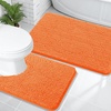 image:imageOLANLY Bathroom Rugs Sets 2 Piece Soft Absorbent Chenille Bath Mats and UShaped Contour Toilet Mat Area Rug Set Machine Washable Bath Carpet Home Decor Accessories 30x2024x20 GreyOrange
