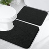 image:imageOLANLY Bathroom Rugs Sets 2 Piece Soft Absorbent Chenille Bath Mats and UShaped Contour Toilet Mat Area Rug Set Machine Washable Bath Carpet Home Decor Accessories 30x2024x20 GreyBlack