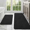 image:imageOLANLY Bathroom Rugs Sets 2 Piece Soft Absorbent Chenille Bath Mats and UShaped Contour Toilet Mat Area Rug Set Machine Washable Bath Carpet Home Decor Accessories 30x2024x20 GreyBlack