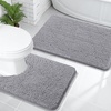 image:imageOLANLY Bathroom Rugs Sets 2 Piece Soft Absorbent Chenille Bath Mats and UShaped Contour Toilet Mat Area Rug Set Machine Washable Bath Carpet Home Decor Accessories 30x2024x20 GreyGrey