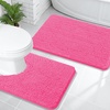 image:imageOLANLY Bathroom Rugs Sets 2 Piece Soft Absorbent Chenille Bath Mats and UShaped Contour Toilet Mat Area Rug Set Machine Washable Bath Carpet Home Decor Accessories 30x2024x20 GreyHot Pink