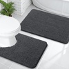 image:imageOLANLY Bathroom Rugs Sets 2 Piece Soft Absorbent Chenille Bath Mats and UShaped Contour Toilet Mat Area Rug Set Machine Washable Bath Carpet Home Decor Accessories 30x2024x20 GreyDark Grey