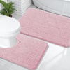 image:imageOLANLY Bathroom Rugs Sets 2 Piece Soft Absorbent Chenille Bath Mats and UShaped Contour Toilet Mat Area Rug Set Machine Washable Bath Carpet Home Decor Accessories 30x2024x20 GreyDusty Rose