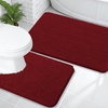 image:imageOLANLY Bathroom Rugs Sets 2 Piece Soft Absorbent Chenille Bath Mats and UShaped Contour Toilet Mat Area Rug Set Machine Washable Bath Carpet Home Decor Accessories 30x2024x20 GreyRed