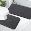 image:imageOLANLY Bathroom Rugs Sets 2 Piece Soft Absorbent Chenille Bath Mats and UShaped Contour Toilet Mat Area Rug Set Machine Washable Bath Carpet Home Decor Accessories 30x2024x20 GreyDark Grey