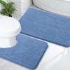 image:imageOLANLY Bathroom Rugs Sets 2 Piece Soft Absorbent Chenille Bath Mats and UShaped Contour Toilet Mat Area Rug Set Machine Washable Bath Carpet Home Decor Accessories 30x2024x20 GreyCornflower Blue