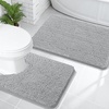 image:imageOLANLY Bathroom Rugs Sets 2 Piece Soft Absorbent Chenille Bath Mats and UShaped Contour Toilet Mat Area Rug Set Machine Washable Bath Carpet Home Decor Accessories 30x2024x20 GreyLight Grey