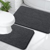 image:imageOLANLY Bathroom Rugs Sets 2 Piece Soft Absorbent Chenille Bath Mats and UShaped Contour Toilet Mat Area Rug Set Machine Washable Bath Carpet Home Decor Accessories 30x2024x20 GreyDark Grey