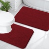 image:imageOLANLY Bathroom Rugs Sets 2 Piece Soft Absorbent Chenille Bath Mats and UShaped Contour Toilet Mat Area Rug Set Machine Washable Bath Carpet Home Decor Accessories 30x2024x20 GreyRed