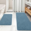 image:imageOLANLY Bathroom Rugs Sets 2 Piece Soft Absorbent Chenille Bath Mats and UShaped Contour Toilet Mat Area Rug Set Machine Washable Bath Carpet Home Decor Accessories 30x2024x20 GreyAiry Blue