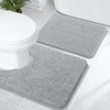 image:imageOLANLY Bathroom Rugs Sets 2 Piece Soft Absorbent Chenille Bath Mats and UShaped Contour Toilet Mat Area Rug Set Machine Washable Bath Carpet Home Decor Accessories 30x2024x20 GreyLight Grey