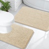 image:imageOLANLY Bathroom Rugs Sets 2 Piece Soft Absorbent Chenille Bath Mats and UShaped Contour Toilet Mat Area Rug Set Machine Washable Bath Carpet Home Decor Accessories 30x2024x20 GreyBeige