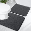 image:imageOLANLY Bathroom Rugs Sets 2 Piece Soft Absorbent Chenille Bath Mats and UShaped Contour Toilet Mat Area Rug Set Machine Washable Bath Carpet Home Decor Accessories 30x2024x20 GreyDark Grey