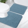 image:imageOLANLY Bathroom Rugs Sets 2 Piece Soft Absorbent Chenille Bath Mats and UShaped Contour Toilet Mat Area Rug Set Machine Washable Bath Carpet Home Decor Accessories 30x2024x20 GreyAiry Blue