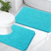 image:imageOLANLY Bathroom Rugs Sets 2 Piece Soft Absorbent Chenille Bath Mats and UShaped Contour Toilet Mat Area Rug Set Machine Washable Bath Carpet Home Decor Accessories 30x2024x20 GreyAqua Sky