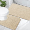 image:imageOLANLY Bathroom Rugs Sets 2 Piece Soft Absorbent Chenille Bath Mats and UShaped Contour Toilet Mat Area Rug Set Machine Washable Bath Carpet Home Decor Accessories 30x2024x20 GreyBeige