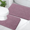 image:imageOLANLY Bathroom Rugs Sets 2 Piece Soft Absorbent Chenille Bath Mats and UShaped Contour Toilet Mat Area Rug Set Machine Washable Bath Carpet Home Decor Accessories 30x2024x20 GreyDeep Plum