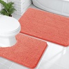 image:imageOLANLY Bathroom Rugs Sets 2 Piece Soft Absorbent Chenille Bath Mats and UShaped Contour Toilet Mat Area Rug Set Machine Washable Bath Carpet Home Decor Accessories 30x2024x20 GreyCoral