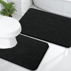image:imageOLANLY Bathroom Rugs Sets 2 Piece Soft Absorbent Chenille Bath Mats and UShaped Contour Toilet Mat Area Rug Set Machine Washable Bath Carpet Home Decor Accessories 30x2024x20 GreyBlack