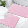 image:imageOLANLY Bathroom Rugs Sets 2 Piece Soft Absorbent Chenille Bath Mats and UShaped Contour Toilet Mat Area Rug Set Machine Washable Bath Carpet Home Decor Accessories 30x2024x20 GreyPink