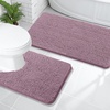 image:imageOLANLY Bathroom Rugs Sets 2 Piece Soft Absorbent Chenille Bath Mats and UShaped Contour Toilet Mat Area Rug Set Machine Washable Bath Carpet Home Decor Accessories 30x2024x20 GreyDeep Plum