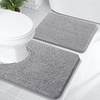 image:imageOLANLY Bathroom Rugs Sets 2 Piece Soft Absorbent Chenille Bath Mats and UShaped Contour Toilet Mat Area Rug Set Machine Washable Bath Carpet Home Decor Accessories 30x2024x20 GreyGrey