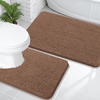 image:imageOLANLY Bathroom Rugs Sets 2 Piece Soft Absorbent Chenille Bath Mats and UShaped Contour Toilet Mat Area Rug Set Machine Washable Bath Carpet Home Decor Accessories 30x2024x20 GreyMocha
