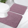 image:imageOLANLY Bathroom Rugs Sets 2 Piece Soft Absorbent Chenille Bath Mats and UShaped Contour Toilet Mat Area Rug Set Machine Washable Bath Carpet Home Decor Accessories 30x2024x20 GreyDeep Plum