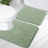 image:imageOLANLY Bathroom Rugs Sets 2 Piece Soft Absorbent Chenille Bath Mats and UShaped Contour Toilet Mat Area Rug Set Machine Washable Bath Carpet Home Decor Accessories 30x2024x20 GreySage Green