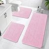 image:imageOLANLY Bathroom Rugs Sets 3 Piece Soft Absorbent Chenille Bath Mats and UShaped Contour Toilet Rug Quick Dry Home Decor Accessories Bath Mat Set for Bathroom 30x2024x1624x20 GreyPink