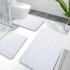 image:imageOLANLY Bathroom Rugs Sets 3 Piece Soft Absorbent Chenille Bath Mats and UShaped Contour Toilet Rug Quick Dry Home Decor Accessories Bath Mat Set for Bathroom 30x2024x1624x20 GreyWhite