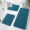image:imageOLANLY Bathroom Rugs Sets 3 Piece Soft Absorbent Chenille Bath Mats and UShaped Contour Toilet Rug Quick Dry Home Decor Accessories Bath Mat Set for Bathroom 30x2024x1624x20 GreyPeacock Blue