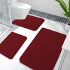 image:imageOLANLY Bathroom Rugs Sets 3 Piece Soft Absorbent Chenille Bath Mats and UShaped Contour Toilet Rug Quick Dry Home Decor Accessories Bath Mat Set for Bathroom 30x2024x1624x20 GreyRed