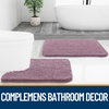 image:imageOLANLY Bathroom Rugs Sets 3 Piece Soft Absorbent Chenille Bath Mats and UShaped Contour Toilet Rug Quick Dry Home Decor Accessories Bath Mat Set for Bathroom 30x2024x1624x20 GreyDeep Plum