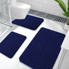 image:imageOLANLY Bathroom Rugs Sets 3 Piece Soft Absorbent Chenille Bath Mats and UShaped Contour Toilet Rug Quick Dry Home Decor Accessories Bath Mat Set for Bathroom 30x2024x1624x20 GreyNavy