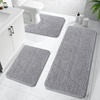 image:imageOLANLY Bathroom Rugs Sets 3 Piece Soft Absorbent Chenille Bath Mats and UShaped Contour Toilet Rug Quick Dry Home Decor Accessories Bath Mat Set for Bathroom 30x2024x1624x20 GreyGrey