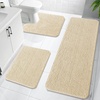 image:imageOLANLY Bathroom Rugs Sets 3 Piece Soft Absorbent Chenille Bath Mats and UShaped Contour Toilet Rug Quick Dry Home Decor Accessories Bath Mat Set for Bathroom 30x2024x1624x20 GreyBeige