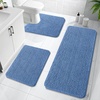 image:imageOLANLY Bathroom Rugs Sets 3 Piece Soft Absorbent Chenille Bath Mats and UShaped Contour Toilet Rug Quick Dry Home Decor Accessories Bath Mat Set for Bathroom 30x2024x1624x20 GreyCornflower Blue