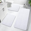 image:imageOLANLY Bathroom Rugs Sets 3 Piece Soft Absorbent Chenille Bath Mats and UShaped Contour Toilet Rug Quick Dry Home Decor Accessories Bath Mat Set for Bathroom 30x2024x1624x20 GreyWhite