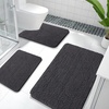 image:imageOLANLY Bathroom Rugs Sets 3 Piece Soft Absorbent Chenille Bath Mats and UShaped Contour Toilet Rug Quick Dry Home Decor Accessories Bath Mat Set for Bathroom 30x2024x1624x20 GreyDark Grey